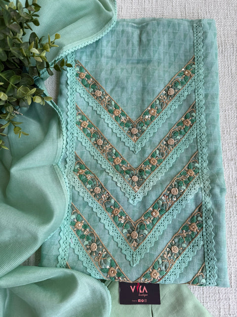 Embroidered linen cotton salwar material