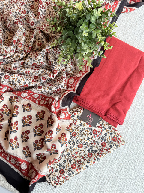 plain red cotton salwar suit set