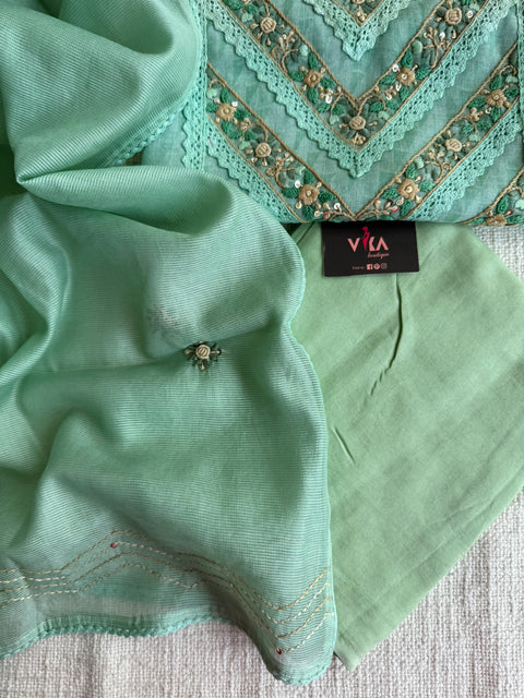Embroidered linen cotton salwar material