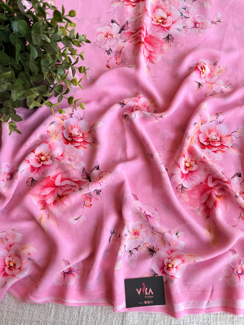 Floral printed georgette saree