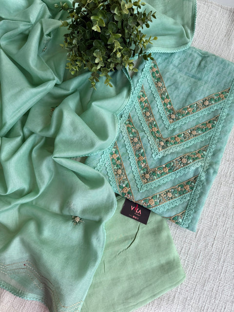 Embroidered linen cotton salwar material