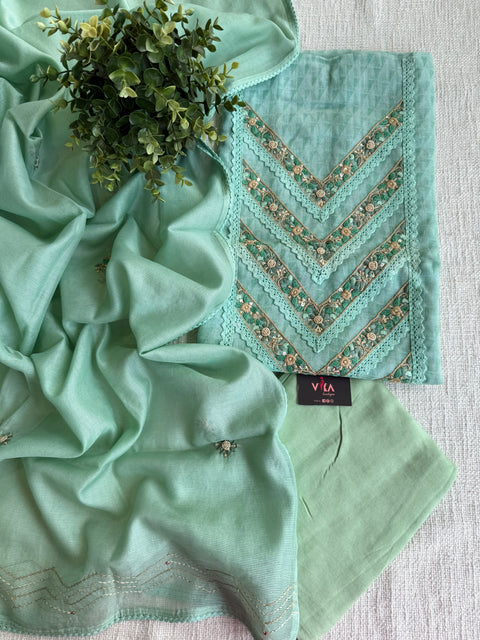 Embroidered linen cotton salwar material