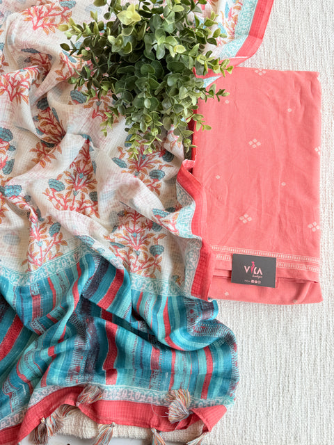 Handloom cotton set with kota dupatta