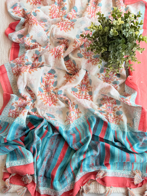 Handloom cotton set with kota dupatta