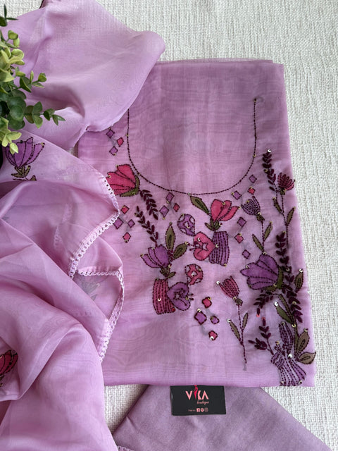 Hand emb organza salwar material