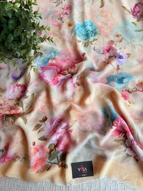 Floral printed georgette saree