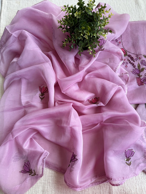 Hand emb organza salwar material