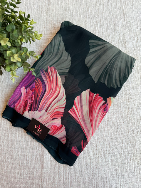 Floral printed georgette saree