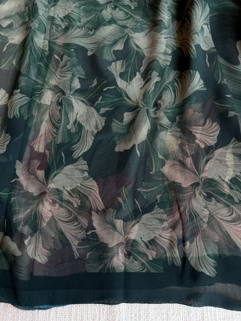 Floral printed georgette saree