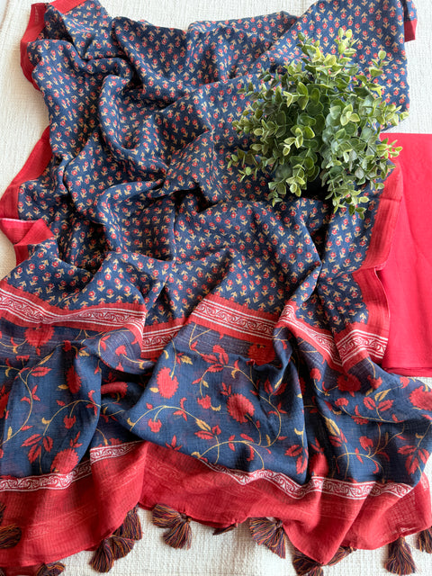 Handloom cotton set with kota dupatta