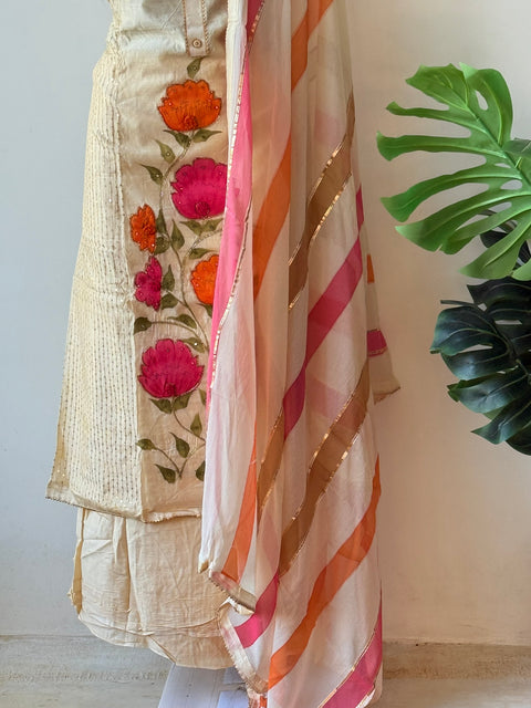 Hand painted chanderi suit material