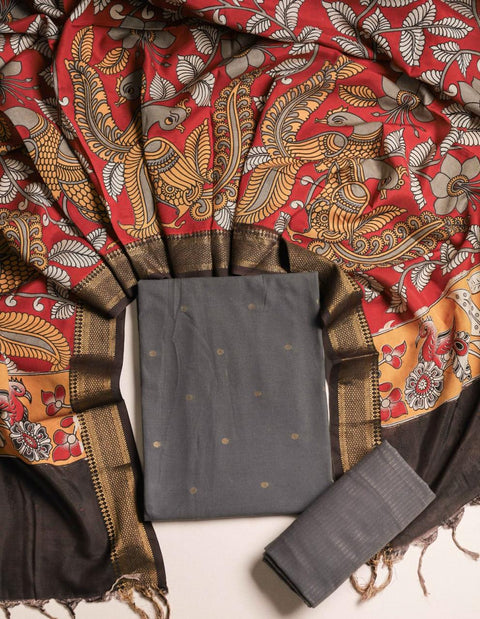 Handloom suit with kalamkari dupatta