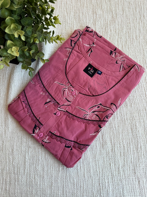 XXL size Printed Italian cotton nighty