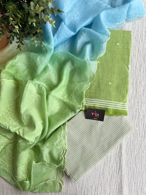 4D shaded Mul chanderi dupatta set