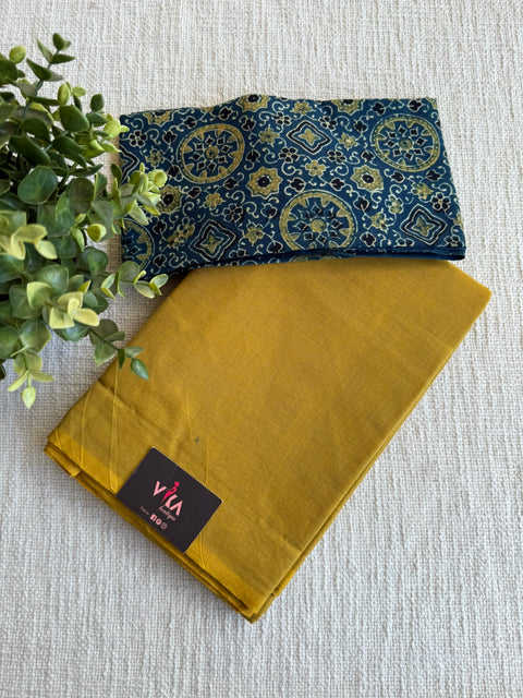 Plain Handloom Cotton saree with blouse