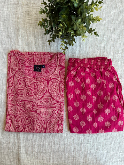 M size printed Cord Night suit