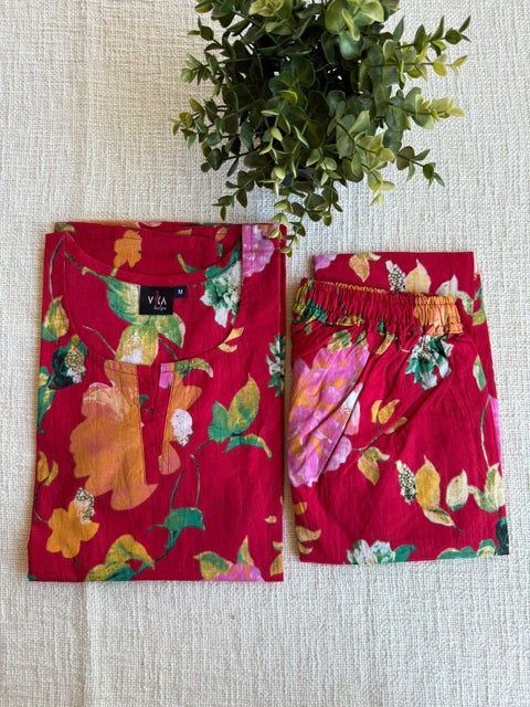 M size printed Cord Night suit