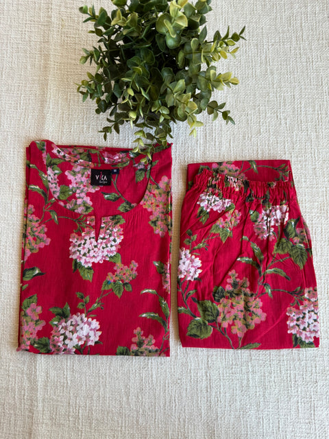 M size printed Cord Night suit