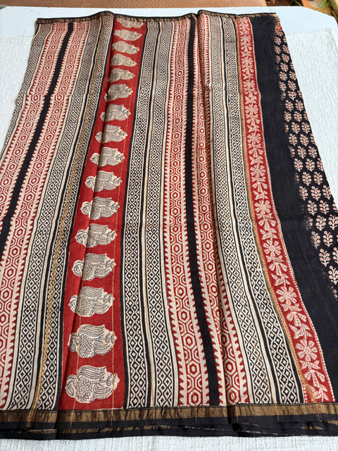 Bagru printed chanderi saree