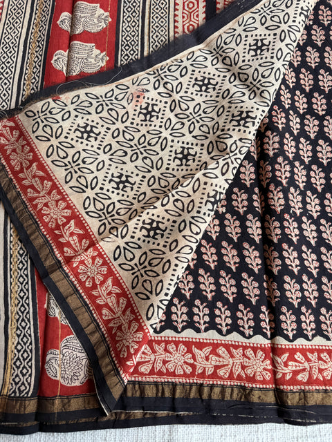Bagru printed chanderi saree