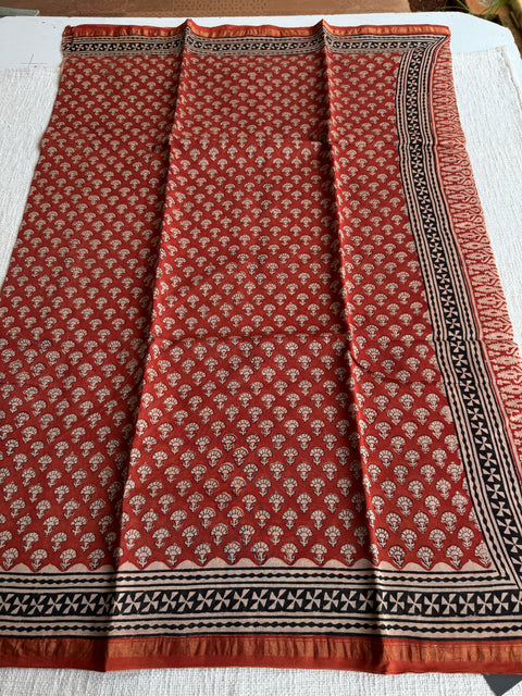Bagru printed chanderi saree