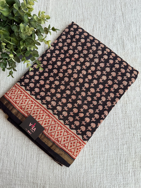 Bagru printed chanderi saree