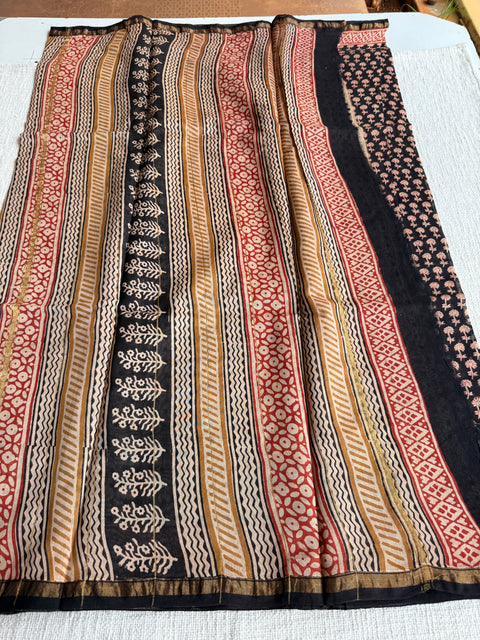 Bagru printed chanderi saree