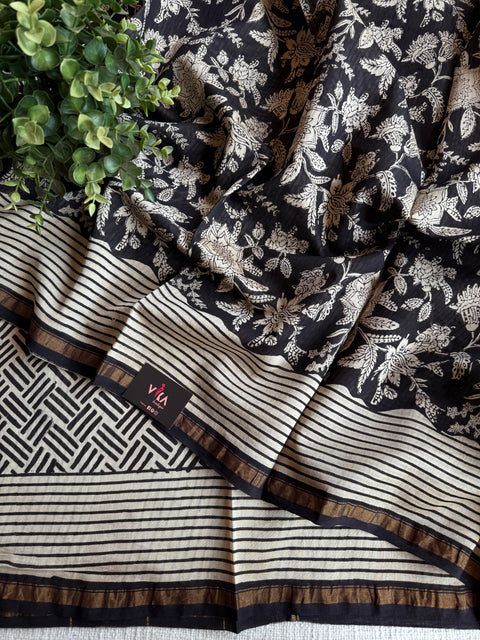 Bagru printed chanderi saree