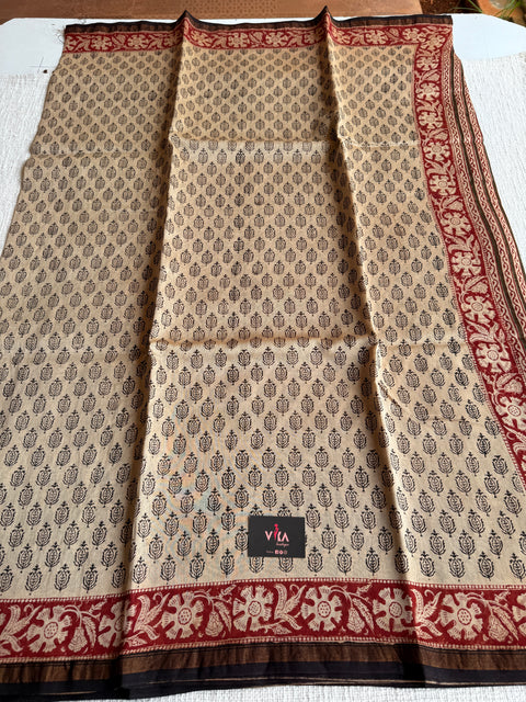 Bagru printed chanderi saree