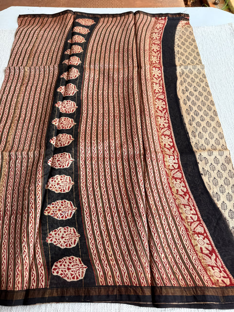 Bagru printed chanderi saree