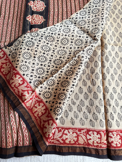 Bagru printed chanderi saree