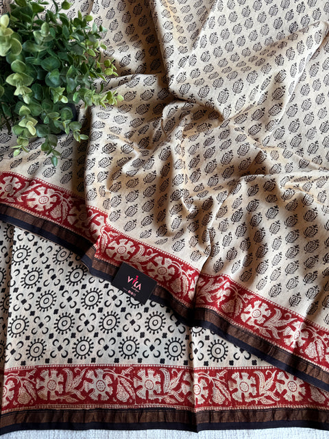 Bagru printed chanderi saree