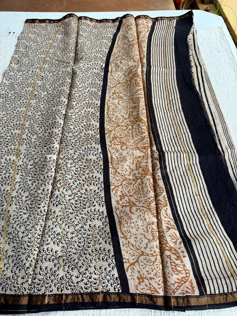 Bagru printed chanderi saree