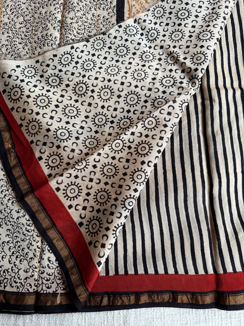 Bagru printed chanderi saree