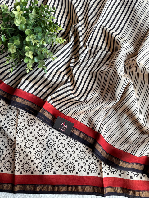 Bagru printed chanderi saree