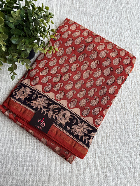 Bagru printed chanderi saree
