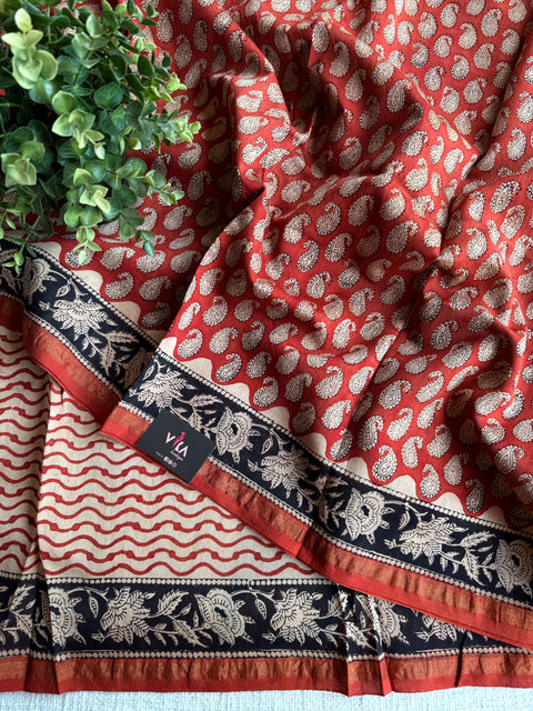 Bagru printed chanderi saree