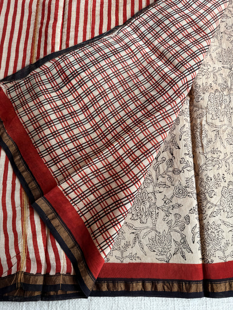 Bagru printed chanderi saree