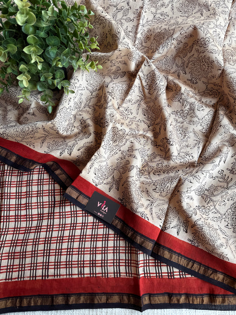 Bagru printed chanderi saree