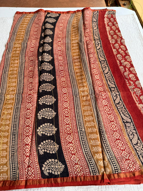 Bagru printed chanderi saree