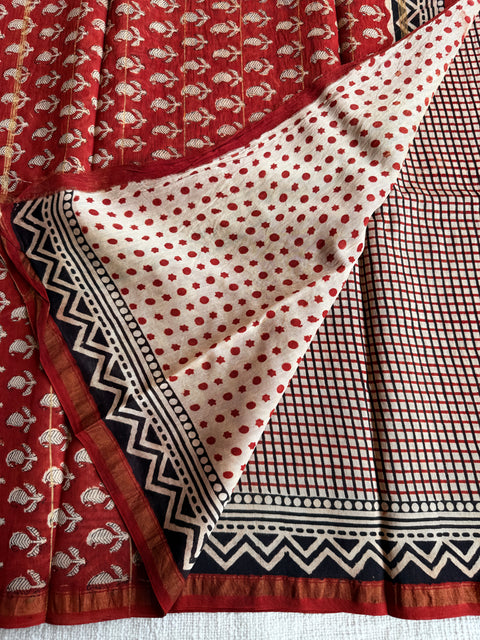 Bagru printed chanderi saree