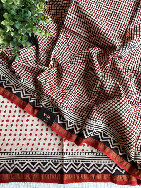 Bagru printed chanderi saree