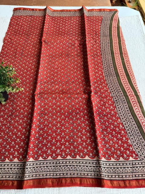 Bagru printed chanderi saree