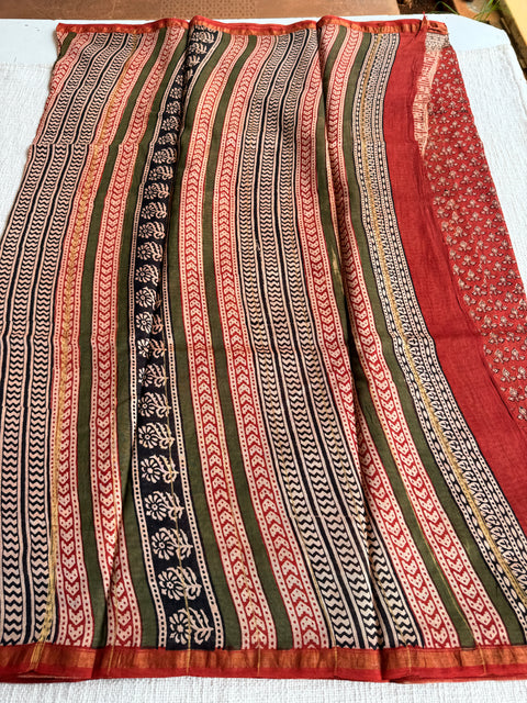 Bagru printed chanderi saree