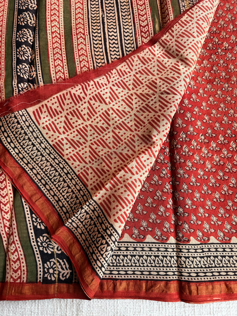 Bagru printed chanderi saree
