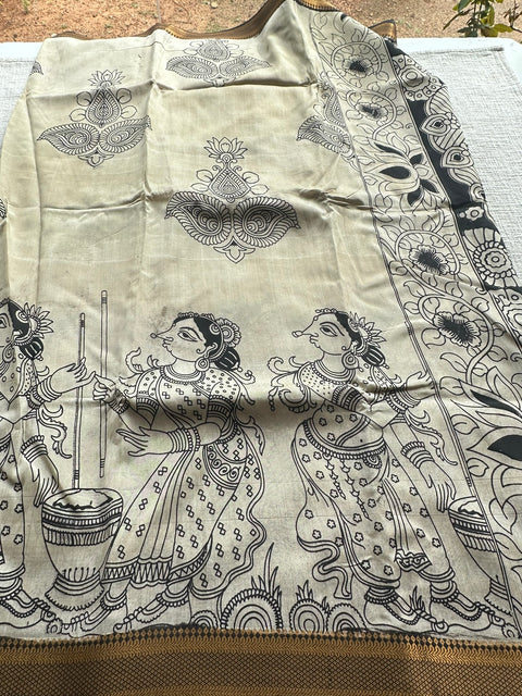 Stained Kalamkari chennuri silk Saree
