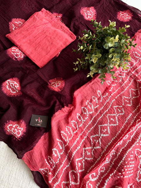 Bhandhej pure cotton saree