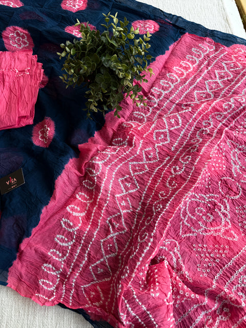 Bhandhej pure cotton saree