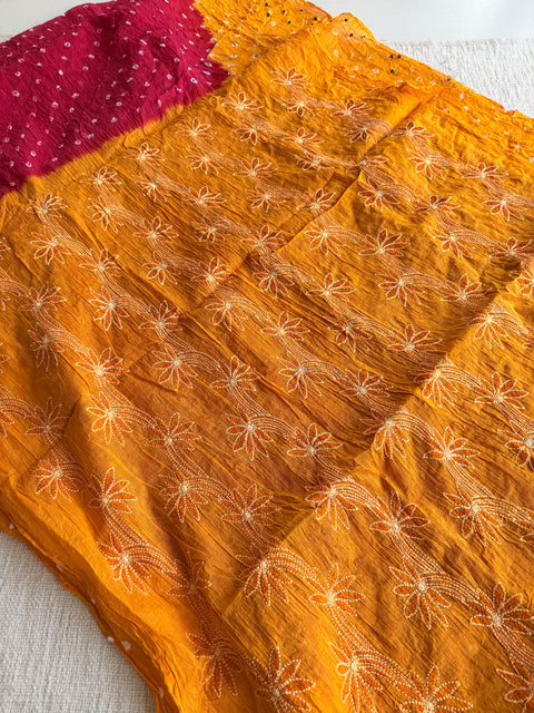 Bhandhej pure cotton saree