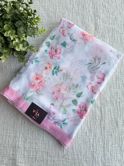 Floral printed georgette saree